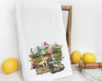 Garden Kitchen Towel, Plant Hand Towel, Hostess Gift