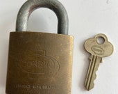 Antique P F Corbin New Britain Connecticut CT USA Brass Padlock Key Set - 1920s 1930s Lock