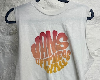 Womens Vans Off The Wall Boxy White Crop Tank Top Size Large - Ladies Casual Workout Beach Summer Yoga Chill Skater Boho
