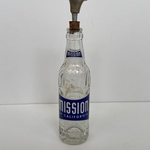 Vintage Mission Of California Glass Cola Pop Soda Bottle - Butelkowana przez Society Club Beverage Corp Newark NJ - Przedmiot kolekcjonerski 679