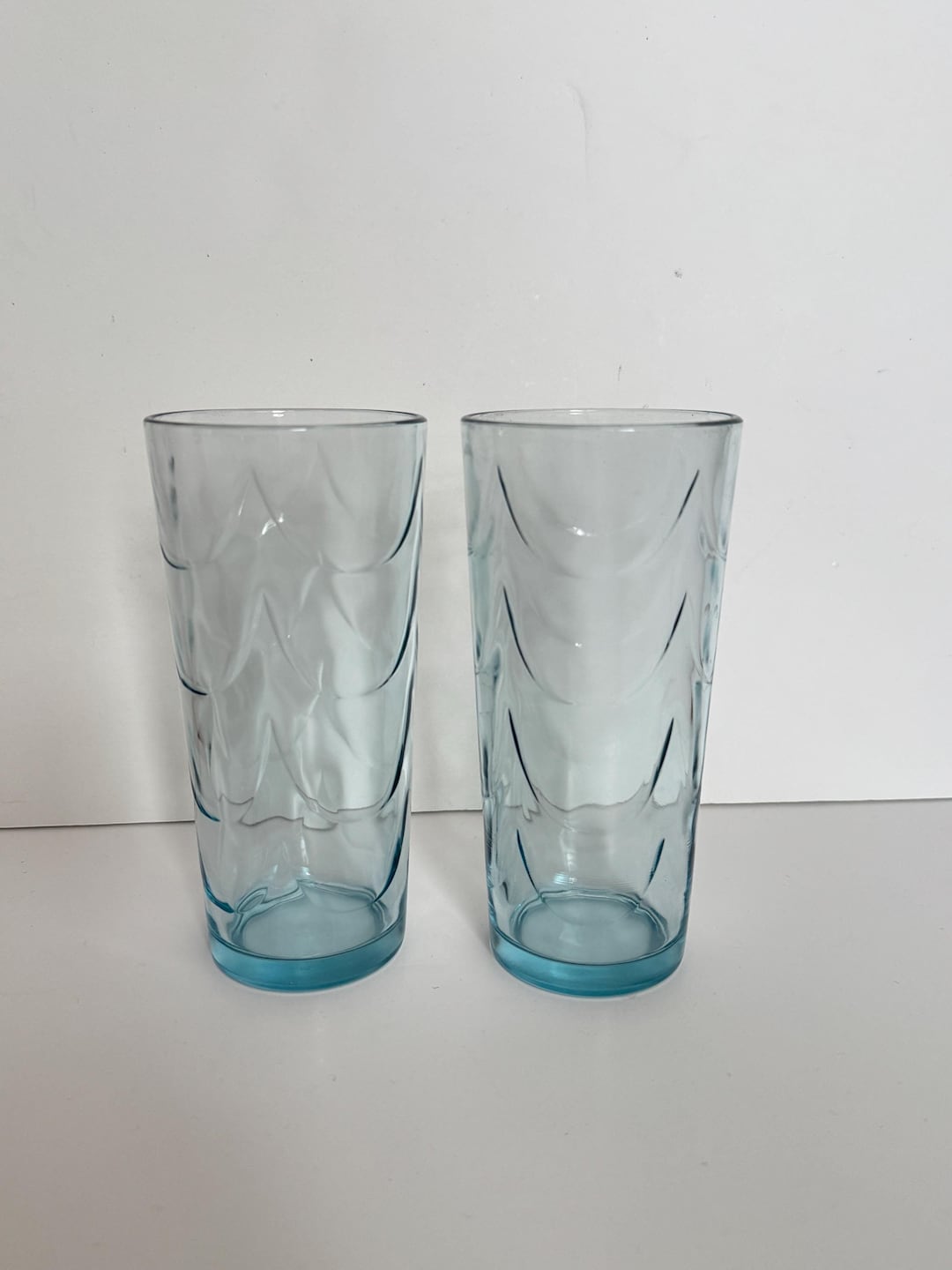 Vintage Light Blue Drinking Glasses Set of 2 - Retro Wave Mid Century ...