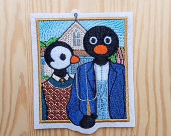 Patch Tribute inspired to  - The penguin scream - Vintage cartoon - Stop-Motion clay animated - Family of anthropomorphic penguins - trumpet