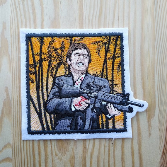 Toppa/Patch Tributo ispirato a Gangster movie - Tony Montana - Scarface - Gangster gift - Film strip - Miami - Palme - M16