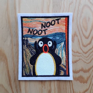 Eerbetoon patch geïnspireerd door The Howl of the Penguin - Munch - Cartoon - Seal - South Pole - Igloo - Penguin - Trompet