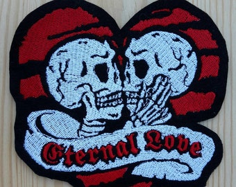 Eternal Love Patch - Skulls in love - couples gift ideas - wedding gift - Heart Love Bones - Valentine's Day gift - tattoo style