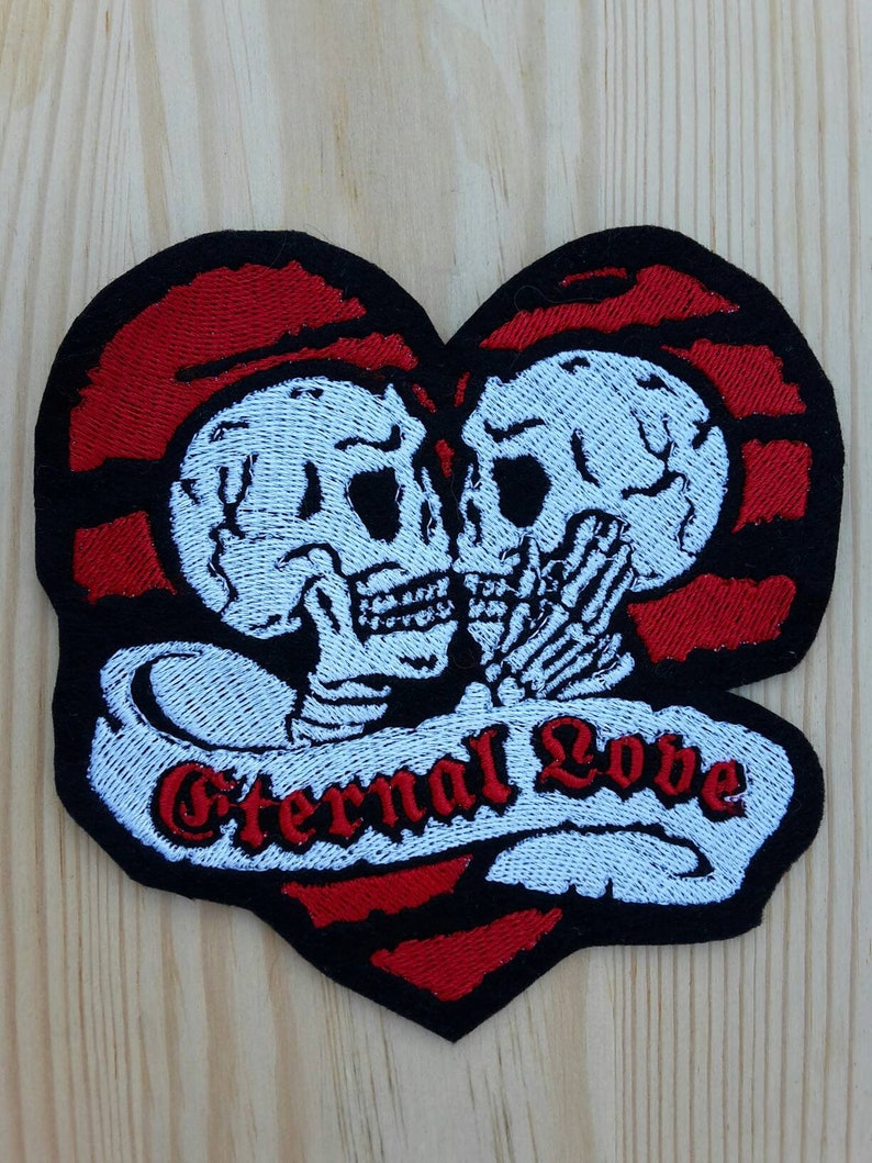 wedding gift tattoo style couples gift ideas Valentine/'s Day gift Skulls in love Eternal Love Patch Heart Love Bones
