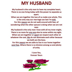 My Husband Digital Download Poem