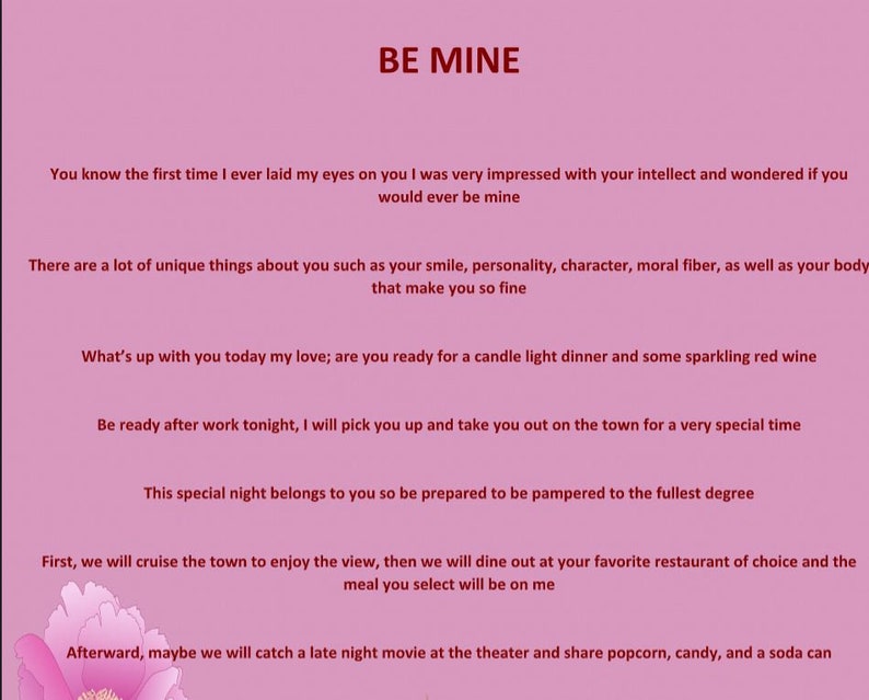 Be Mine Digital Download Poem - Etsy