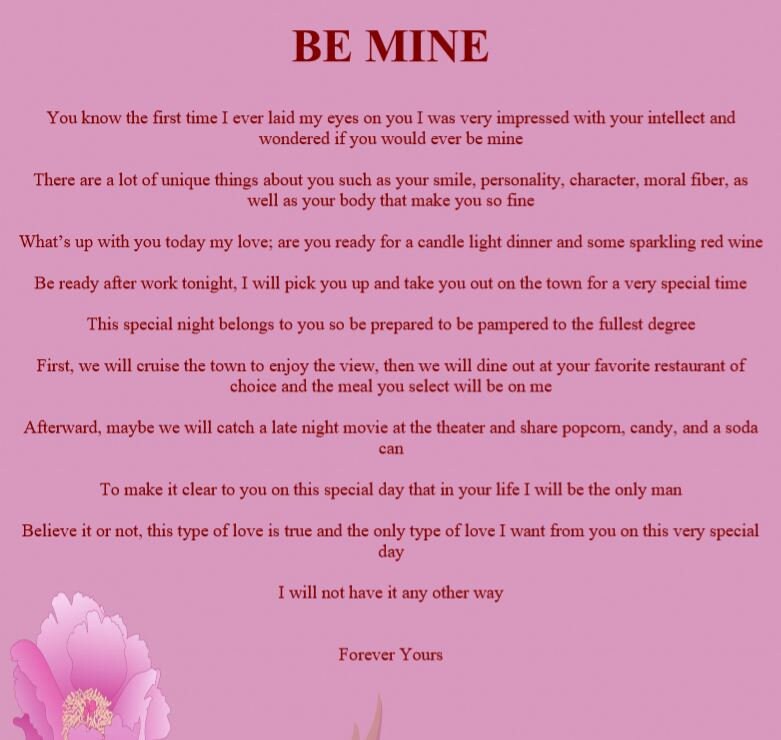 Be Mine Digital Download Poem - Etsy