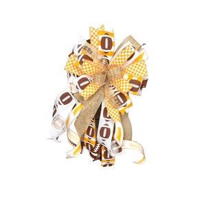 Orange and White College Football Themed Bow, Sports Fan Decor, Orange and White Team Colors, Fall Porch Decoration