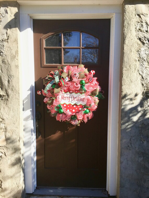 Seasonal Front Door Holiday Decor Red Emerald Green Christmas Ornament Wreath Unique Christmas Housewarming Gift Best Friend Xmas Gift Idea