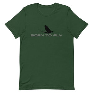 Born To Fly Fishing Shirt, Mens Fishing T shirt, Funny Fishing Shirt, Fishing Graphic Tee, Fisherman Gifts Short-Sleeve T-Shirt