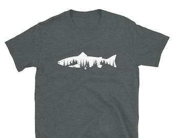 Trout Trees Tee, Fly Fishing Shirt, Men's Fishing Tee, Men's Fly Fishing, Brook Trout Tee, Rainbow Trout, Salmon, Fly fishing gift