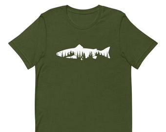 Forelle Bäume T-Shirt, Fliegenfischen Shirt, Herren Angeln T-Shirt, Herren Fliegenfischen, Bachforelle T-Shirt, Regenbogenforelle, Lachs, Fliegenfischen Geschenk
