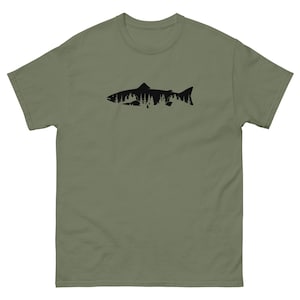 Forelle Bäume T-Shirt, Fliegenfischen Shirt, Herren Angeln T-Shirt, Herren Fliegenfischen, Bachforelle T-Shirt, Regenbogenforelle, Lachs, Fliegenfischen Geschenk