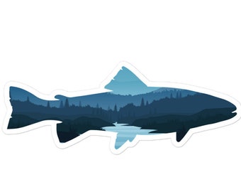 Trout Fishing Sticker, Fly Fishing Decal, Fishing Gifts, Gift for Fisherman, Angler, Fishing Decal, Yeti Decal, Tumbler Decal