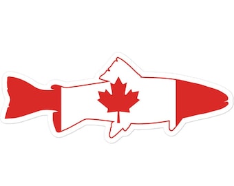 Canada Forel Vissen Sticker, Vliegvissen Decal, Vissen Geschenken, Cadeau voor Visser, Visser, Vissen Decal, Yeti Decal, Tumbler Decal