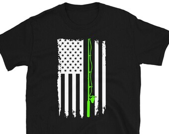 American Flag Unisex Tshirt/ USA Fishermen Shirt/ Fishing Pole - Etsy