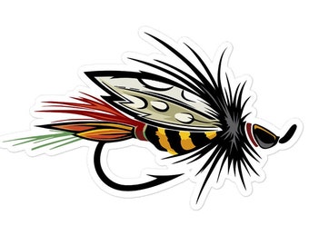 Etiqueta de calcomanía de pesca con mosca, Calcomanía de pesca con mosca, Pesca con mosca, Tee de trucha de arroyo, Trucha arco iris, Salmón, Etiqueta de pesca con mosca