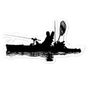 Kayak etiqueta engomada de pesca, calcomanía de kayak, regalos de kayak, pescador de kayak, pescador de kayak, calcomanía de pesca, calcomanía Yeti, calcomanía de vaso