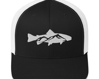 Fly Fishing Mountain Trucker Baseball Cap,fly Fishing Hat