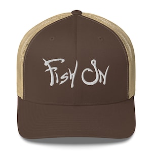 Fish On, gorra de béisbol camionero, sombrero de pesca con mosca - presente para pescador- regalo de pesca para hombres, pesca