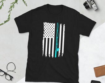 Amerikanische Flagge Angeln Tshirt, Fischer Angeln Tee, Angeln Tshirt - Fischer Tshirt. Fischer Geschenk Kurzarm Unisex T-Shirt