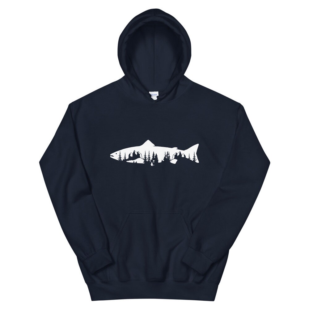Trout Trees Hoodie Fly Fishing, Men's Fishing, Men's Fly Fishing, Brook Trout Tee, Rainbow Trout, Salmon, Fly fishing gift, Unisex Hoodie