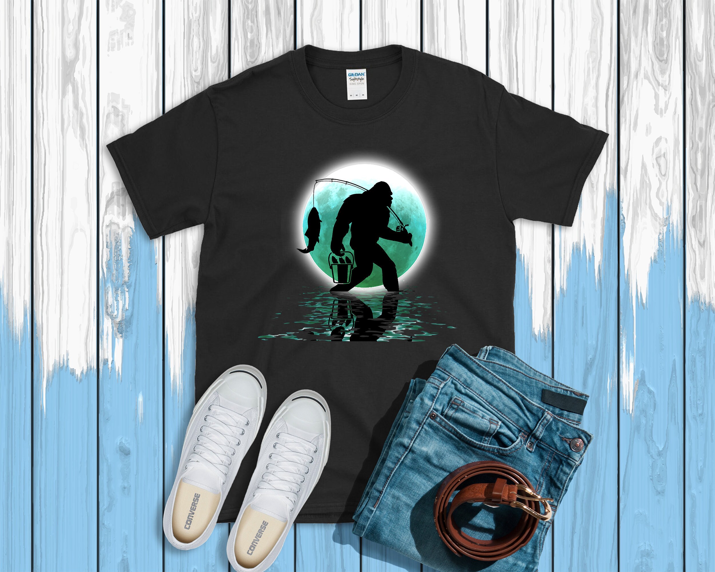 sasquatch fishing shirt