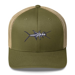 Stone Fly, Trucker Baseball Cap,Fly Fishing Hat - Present for Fisherman- Fishing Gift for Men, Fishing