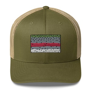 Pesca a mosca, trota iridea, berretto da baseball da camionista, cappello da pesca a mosca - regalo per pescatore - regalo di pesca per uomo, cappello da camionista da pesca