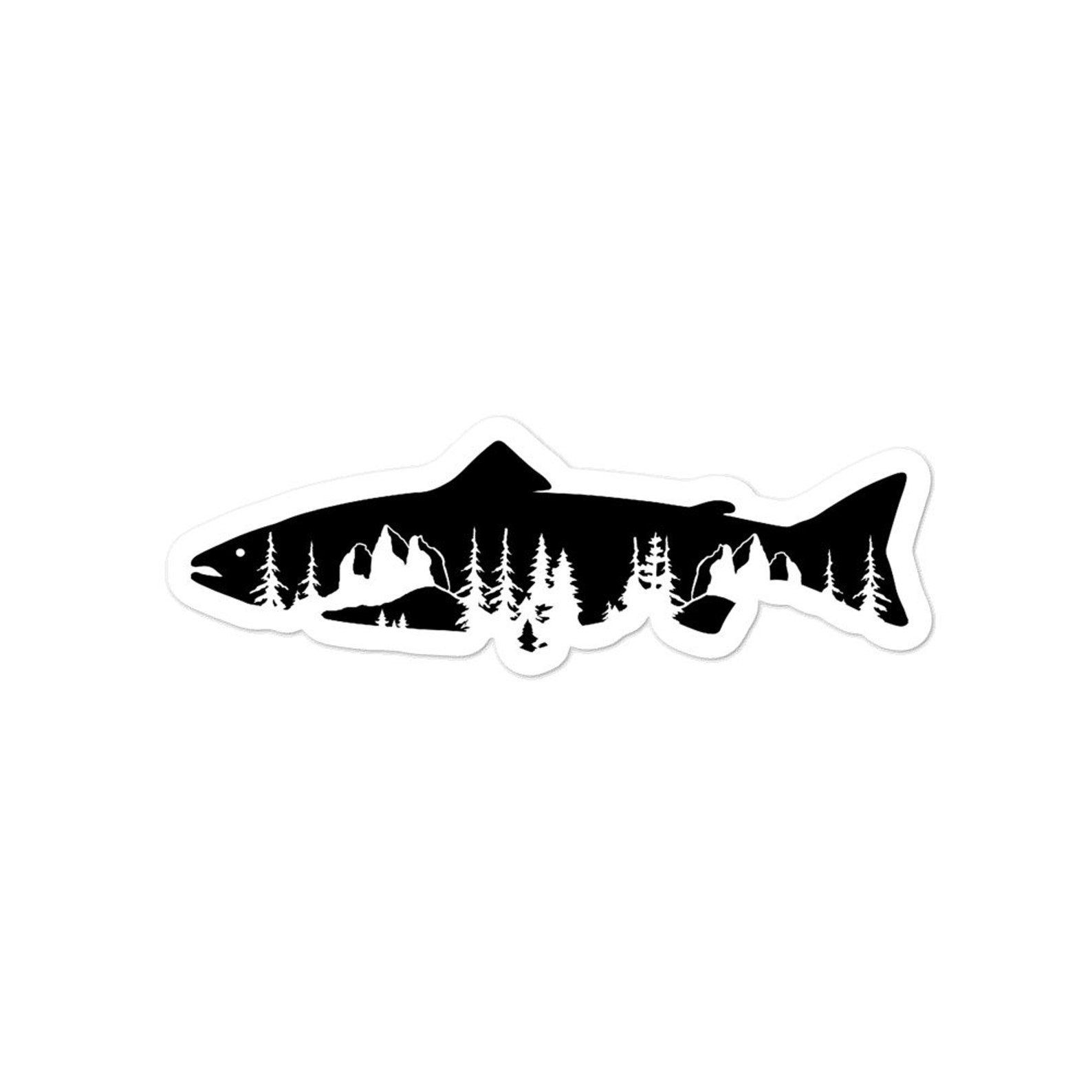 Trout Trees Decal Sticker Fly Fishing Decal Fishing Etsy