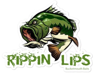Rippin Lips Bass Decal, Fishing Sticker, Fishing Vinyl Decal, Tackle Box Sticker, Car Window Decal, Fisherman Gift,Bass Decal,Fishing Decal
