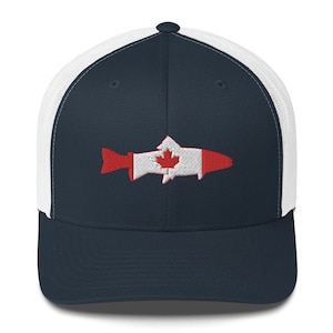 Canada Trout Trucker Baseball Cap, Fishing Hat, Present for Fisherman- Fishing Gift for Men, Trucker Cap