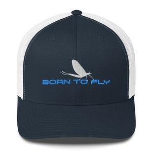 Vliegvissen, geboren om te vliegen, Trucker Baseball Cap, Fly Fishing Hat - Cadeau voor visser- Fishing Gift for Men, Fishing Trucker Hat