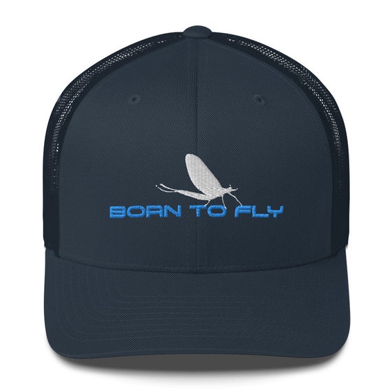 Fly Fishing, Born to Fly, Trucker Baseball Cap,Fly Fishing Hat - Present for Fisherman- Fishing Gift for Men, Fishing Trucker Hat