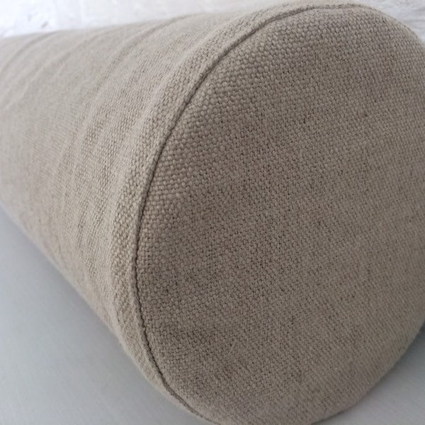 Bolster Linen Pillowcase - Daybed Couch Sofa bolster cover - Made of Heavy Weight Linen - With a Hidden Zipper Closure