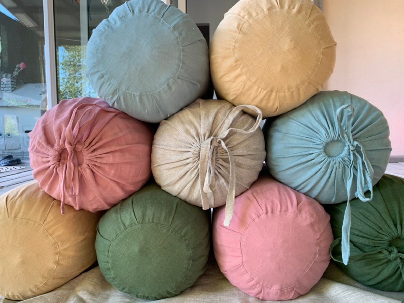 Round Yoga Bolster Cover/pure Linen Bolster Case/custom Size Etsy