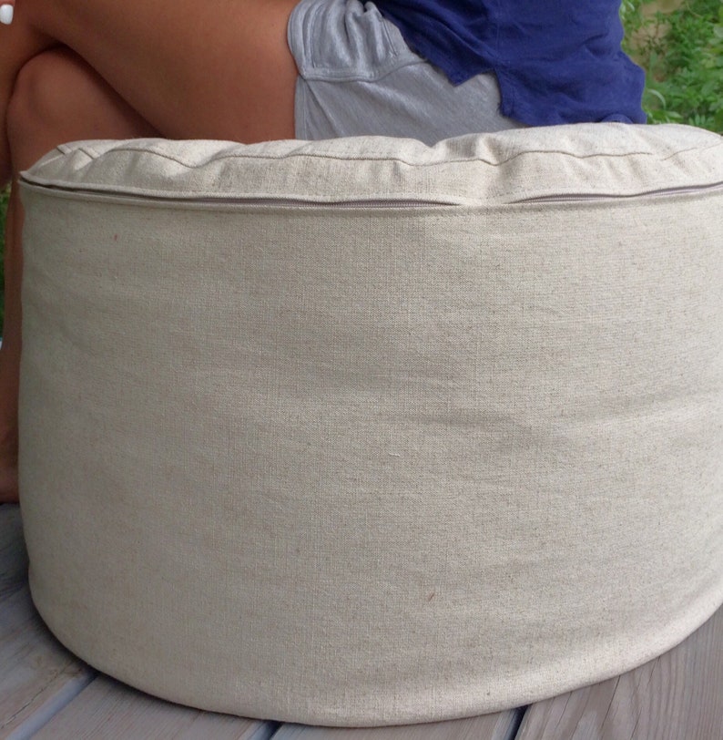 Linen Floor Pouf Ottoman Covers Only Scandinavian Hygge Etsy