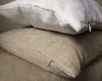 Natural not dyed 100% Linen pillowcase with the hidden zipper closure Pure flax linen pillow cover Standart King Euro Body Toddler