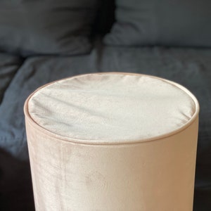 Velvet Round Ottoman Slipcover with the Piping - Custom Pouf Cover - Foot Stool Cover