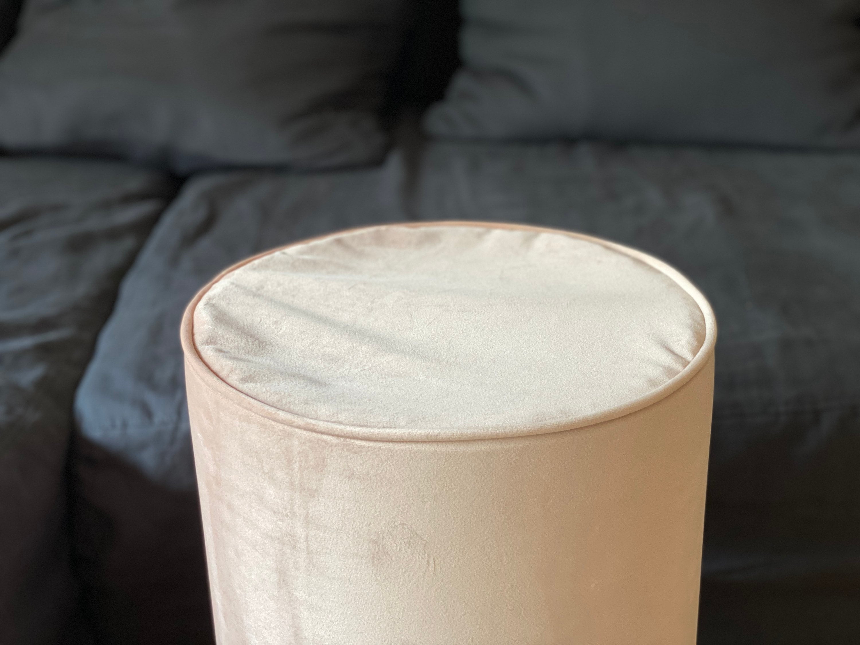 Velvet Round Ottoman Slipcover with the Piping - Custom Pouf Cover - Foot Stool Cover