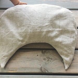 Linen meditation cushion Crescent with Buckwheat hulls Linen removable cover Half moon sitting pillow Yoga meditatation pillow Floor cushion