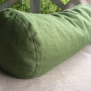 Green Buckwheat bolster pillow Neck roll Knee cushion Yoga pillow Neck support pillow Sleep pillow Best pillow linen