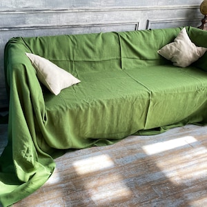 Linen Couch Cover - Linen Bedspread- Drop cloth Sofa Cover - Bed cover - Throw Couch Cover