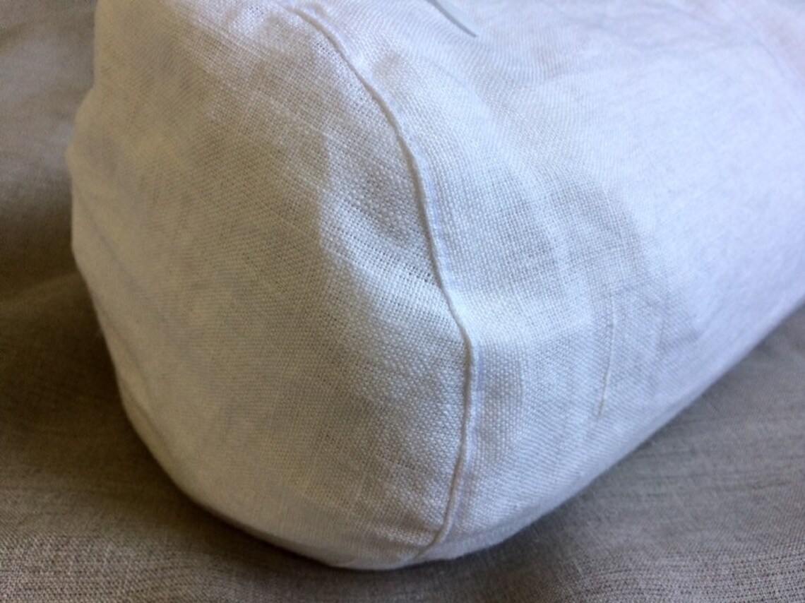 White Bolster Linen Pillow Case Bolster Cover Neckroll Etsy