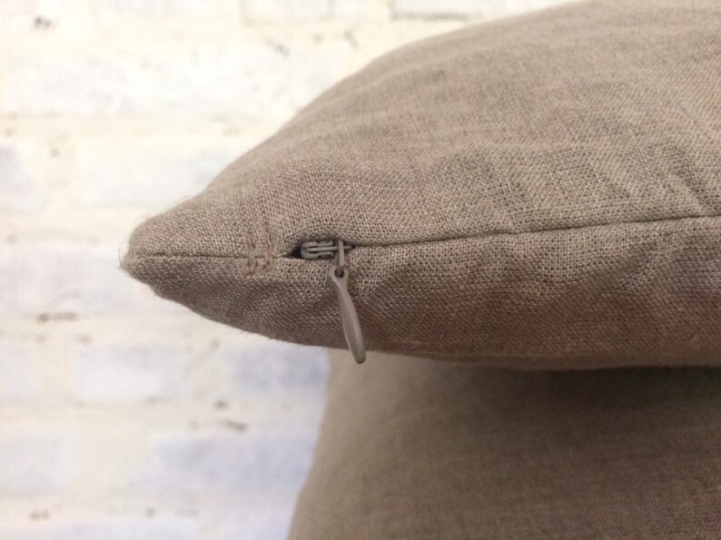 Set of Two Pure Linen Pillow Cases With Hidden Zipper Closure Etsy