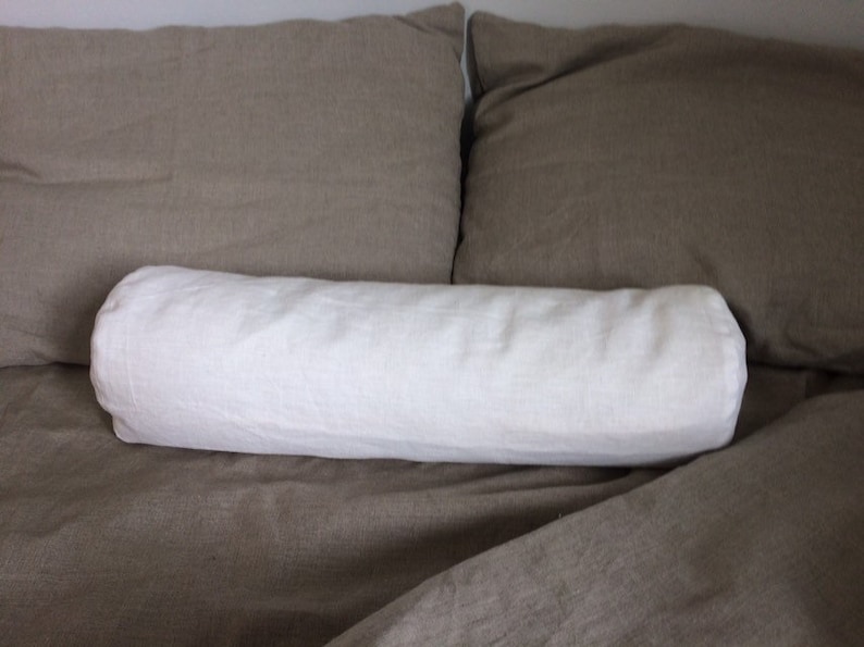 White Bolster Linen Pillow Case Bolster Cover Neckroll Etsy
