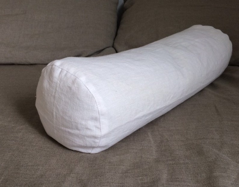White Bolster Linen Pillow Case Bolster Cover Neckroll Etsy