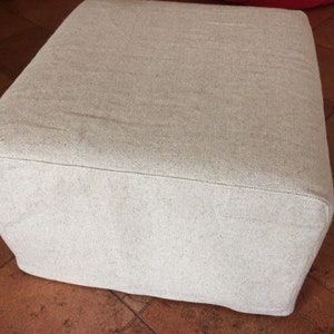 Square pouf cover Pure linen foot stool case Linen floor pouf ottoman slipcover Eco-friendly furniture for home Rustic style